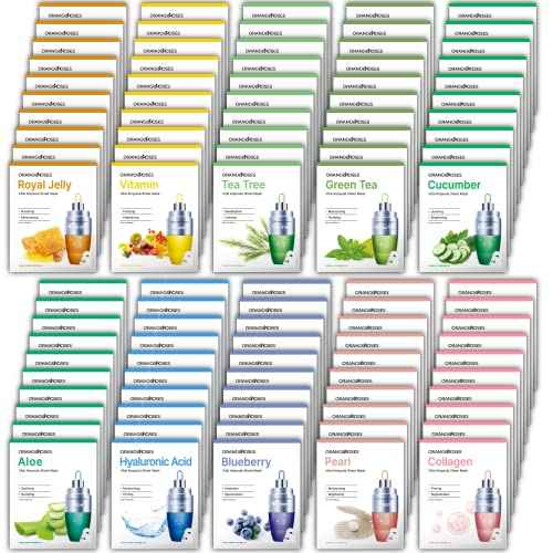 ¡¼Orangeroses¡½ 100 Pcs Combo Pack, Premium Korean Essence Facial Mask Sheet (10 Types x 10 pcs)