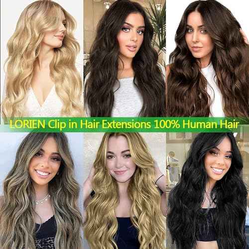 LORIEN Clip in Hair Extensions Real Human Hair, 16 Inch 90g, 1B Natural Black, Clip in 100% Brazilian Remy Human Hair Extensions 8pcs Per Set with 18 Clips Double Weft