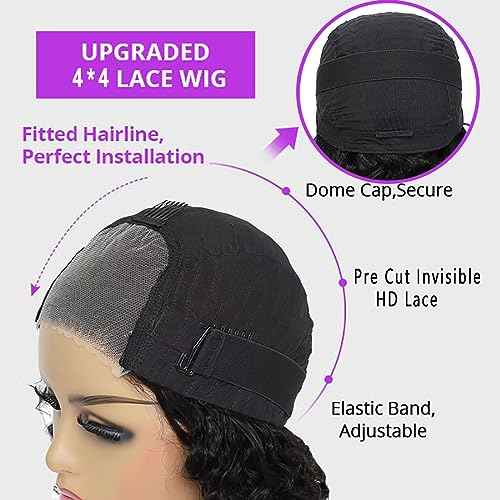 Wear and Go Glueless Wigs Human Hair Pre Plucked Pre Cut for Beginners Deep Wave Lace Front Wigs Human Hair Upgraded No Glue Ready To Wear 4x4 Lace Closure Glueless Wigs for Women 24 Inch