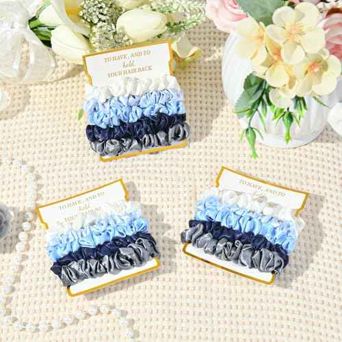 8 Pack Bridesmaid Gifts Satin Bridesmaid Scrunchies Soft Hair Ties Bachelorette Party Favors Hair Accessories for Women Bridesmaid Proposal Gift (Gradient Blue)