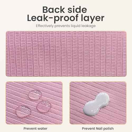 Disposable Nail Mats 50Pcs Non-Slip Fordable Nail Paper Towels for Manicure Salon Home 3 Ply Waterproof Adult Disposable Bibs for Dentist, Nail Techs, Patient Hygiene, Tattoo (Pink)