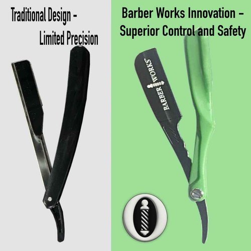 Professional Razor Holder – Ultra 3mm Exposed straight razor holder, short and long blades capable safe clip system (Red)