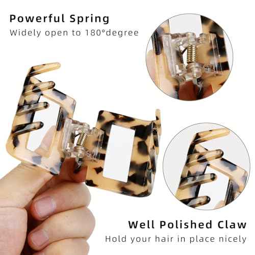 Hair Claw Clips for Women 4Pcs 2" Small Claw Clips Tortoise Shell Leopard Hair Clips for Thin Thick Hair Strong Hold Acetate French Clip Nonslip Jaw Clip Hair Accessories