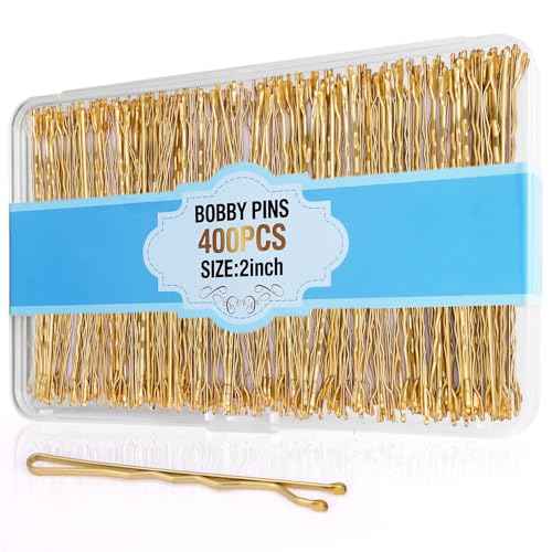 400 Ct SlideProof Bobby Pins, Metallic Blonde, High Gloss Bobby Hair Pins for Styling, Lock In Style, Comfortable, Pain-Free Hair Accessories for Women & Men, All Hair Types