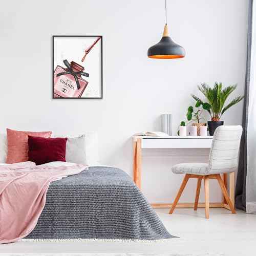 Stupell Industries Makeup Nail Polish Brush Drip Pink Fashion Design Framed Wall Art, Multi-Color