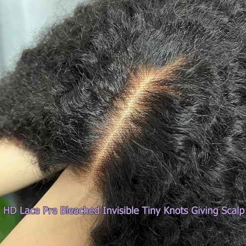 Lemoda 5x5 Wear and Go Burmese Kinky Curly Lace Frontal Human Hair Wigs 210 Density 18Inch Deep Curly 5x5 Pre-Bleached Knots HD Unglueless Transparent Lace Front Wigs For Women