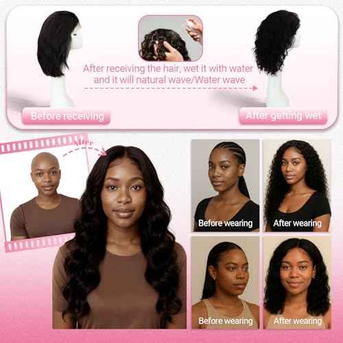 Human Hair Wig 13x4 HD Lace Front Wig Human Hair 14inch Natural Wave 360¡ÆAll Around Lace Real Hair Wigs For Women Glueless Wear Natural Black