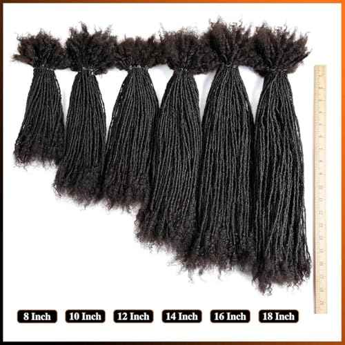 100% Real Human Hair 0.2cm Width 10 Inch Loc extensions Human Hair with Curly Ends 50 Strands per pack Full Handmade Dreadlock Extensions Can be dyed and bleached for Men Women Kids (10 Inch-50)