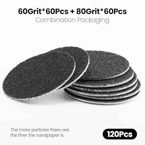 120pcs Replacement Sandpaper Refill Discs for Electric Foot File Callus Remover Tool for Men Women Dead Cracked Hard Skin (60 Grit+80 Grit)