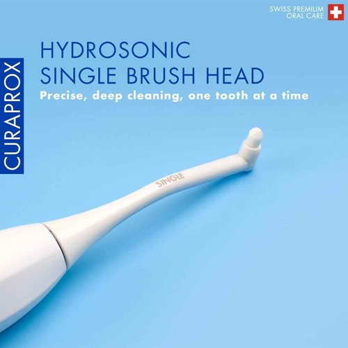 Curaprox Hydrosonic Brush Heads Single Duo – for Precision Cleaning of Braces, Implants & Gum Line | Sonic Toothbrush Replacement Heads, 2-Pack | Swiss Made