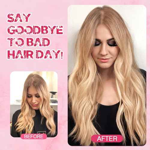 Halo Hair Extensions Real Human Hair, MY-LADY Adjustable Halo Extensions Real Human Hair, 22 inch Golden Brown mix Bleach Blonde Women's Long Wavy Hair Invisible Wire Hair Extensions