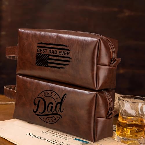 Travel Toiletry Bag for Men Travel Essentials Makeup Bag Mens Leather Toiletry Travel Bag for Toiletries Bathroom Travel Accessories Dopp kit Dad Gifts for Dad Birthday Gift Father’s Day Gifts