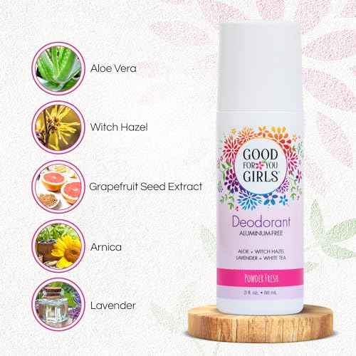 Good for You Girls Aluminum-Free, Natural Deodorant for Kids, Pre teens, Teens, Safe & Effective Odor Control, Clear Roll-On, Natural Fragrance, Vegan, Made in USA | Soft Powder, 3 oz (Pack of 2)