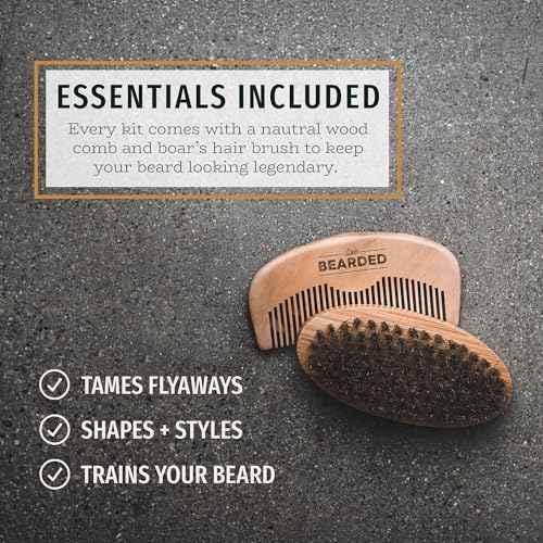 Live Bearded Total Beardsman Kit - Complete Beard Growth Kit for Men - Beard Oil, Butter, Wash, Conditioner, Vitamins, Comb, Brush | Executive - Leather, Vanilla, Cedar