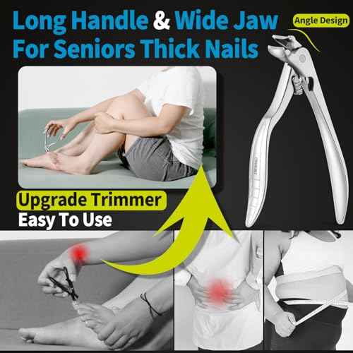 Long Handled Toenail Clippers, Built-in Lock, Professional Stainless Steel Toenail Clippers for Seniors Thick Toenails, Curved Blade Heavy Duty Large Toe Nail Clippers for Men, Women