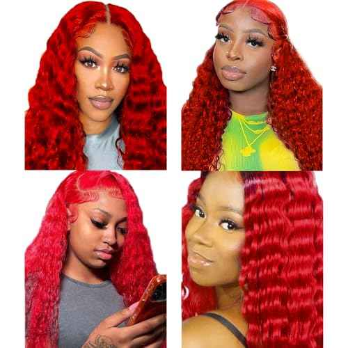 34 34 34 Inch Red Deep Wave Bundles Red Human Hair Bundles Grade 8A Brazilian Virgin Burgundy Deep Wave Hair Extensions