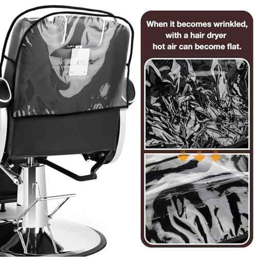 Noverlife Round Barber Chair Cover Protector, 20 in Wide Clear PVC Salon Chair Cover, Hairdressing Chair Back Stitched Cover Durable Easy Clean Covers Prevents Damage for Hair Salon Spa Office Chairs