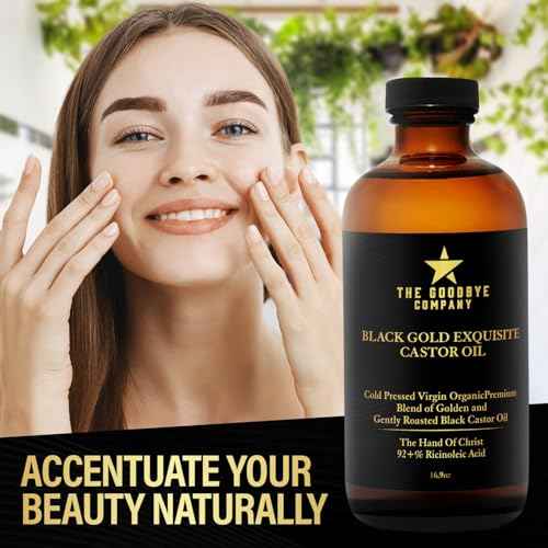 The Goodbye Company 100% Pure Organic Jamaican Black Castor Oil - Premium Cold-Pressed for Hair Growth, Skin Moisturizing, Eyelashes & Eyebrows - 16.9oz