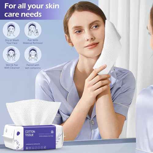 Disposable Face Towel 200 Count, Face Towels, Soft Cotton Dry Wipes Facial Cloths Towelettes for Washing and Drying, Facial Tissue for Cleansing, Skincare and Makeup Remover