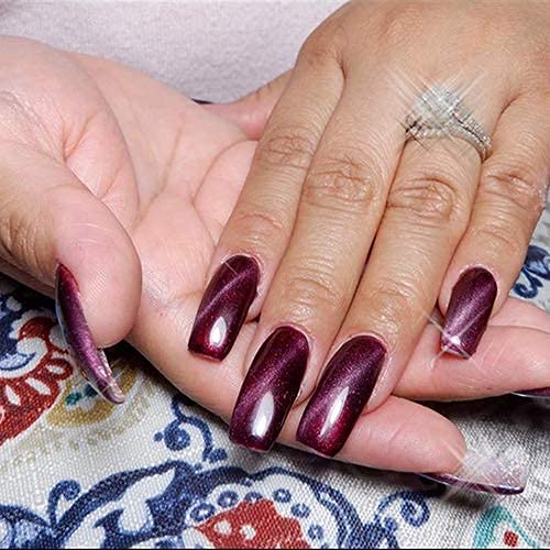 Omainy Cat Eye Gel Nail Polish Kit with Magnet, Elegance Dark Color Series Gel Nail Polish Set With 1 Magnet Stick Soak Off UV LED Nail Art Manicure Kit 6 pcs(004