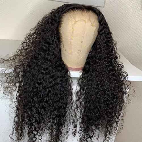 Deep Wave Lace Front Wig Human Hair 13x4 Curly Lace Frontal Wigs for Black Women Water Wave Wig Human Hair Pre Plucked with Baby Hair 180 Density Kinky Curly Wet and Wavy Glueless Wigs