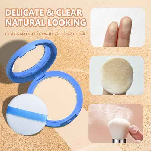 Oil Control Face Pressed Powder,Matte Smooth Flawless Setting Powder Makeup,Waterproof Long Lasting Finishing Powder,Cruelty Free Lightweight Face Cosmetics,0.35Oz (#2-NATURAL BEIGE)