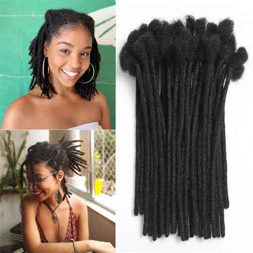 Loc Extension Human Hair 0.8cm Width 8inch 30 Strands 100% Full Handmade Permanent Dreadlock Extension Human Hair for Women/Men/Girl Can Be Dyed Bleached Curled (0.8cm,8Inch,30Strands£¬ Natual Black)