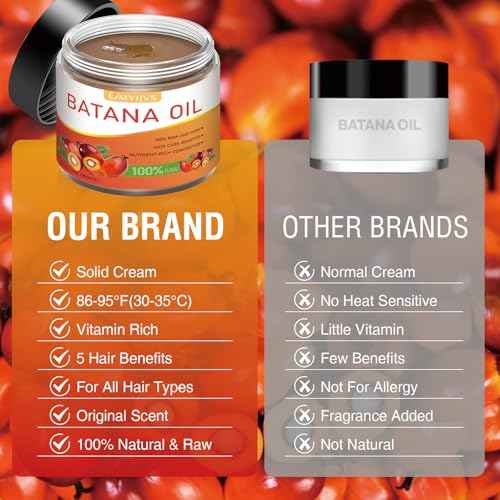 Batana Oil for Hair Growth: 100% Organic & Pure Dr Sebi Unrefined Batana Oil from Honduras - Repairs Damaged Hair - Prevents Hair Loss - Enhances Hair Thickness for Men & Women 4.2 oz