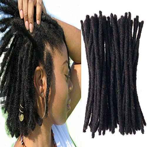 100% Human Hair Dreadlocks Extension Handmade Locs Small Size(diameter 0.4cm) 14inch 40 Strands/pack Natural Black #1B