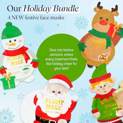 SpaLife Beauty Santa¡¯s Workshop Christmas Face Mask Bundle | Korean Facial Masks | Hydrating, Soothing and Firming Sheet Mask Set | Christmas Face Masks for Women | Spa Party Favors | 12 Pack
