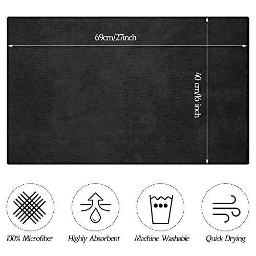 Shimeyao 48 Pack Bleach Proof Towels Microfiber Absorbent Bleach Resistant Hair Quick Dry Towels Bulk for Gym Bath Spa Home Hair Drying, 16 x 27 Inches (Black)