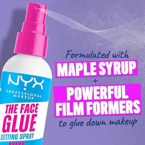 NYX PROFESSIONAL MAKEUP The Face Glue Setting Spray, Transfer-Resistant Waterproof Setting Spray, Up to 24HR Make Up Wear