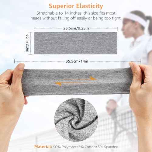 Headbands for Women, Stretchy Non Slip Soft Cotton Cloth Hair Bands for Sports, Workout, Yoga and Running, 7pcs