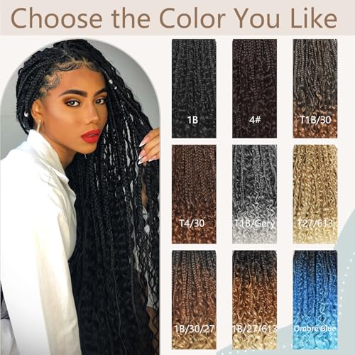 Poetically Boho Crochet Braids 18 Inch Goddess Box Braids Crochet Hair Boho Box Braids Crochet Hair Boho Crochet Braids With Curly Ends Black Pre Looped Bohemian Box Braids Crochet Hair for Women