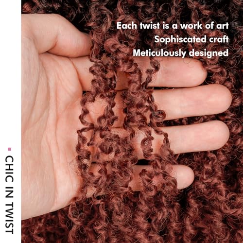 Toyotress Yanky Twist Crochet Hair - 12 Inch 2 Packs (30 Strands/Pcs) Fluffy Spring Mini Twist Short Bob Passion Twist, Ombre Ginger Pre-Looped Crochet Braids Braiding Hair (12 Inch, OT350-2P)