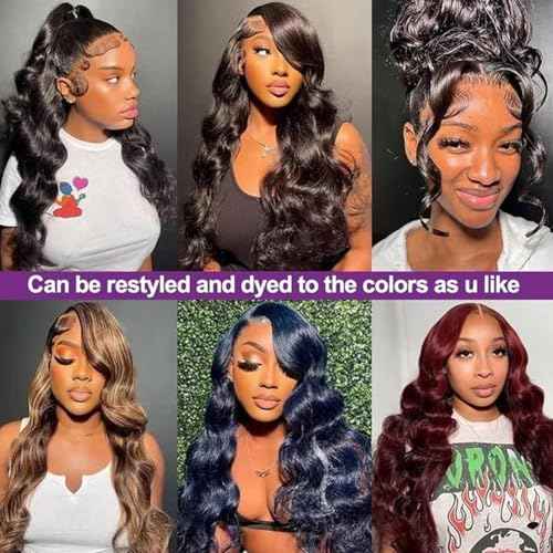 360 Lace Front Wigs Human Hair 220% Density Hidden Straps Body Wave HD Lace Front Wigs with Drawstring 360 Full Lace Wigs Brazilian Virgin Human Hair Wig for Women Natural Black 16Inch