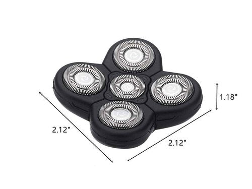 Men Electric Shavers Replacement Heads 5 in 1 Razor Replaceable Alternate Floating Washable Blade Trimmers Head (Black-2pcs)