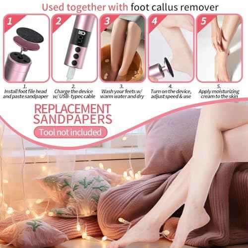 120 Pcs Replaceable Sandpaper Refill Discs for Electric Foot File Callus Remover(80 Grit/ 100 Grit/ 120 Grit/ 180 Grit) -Lightblack