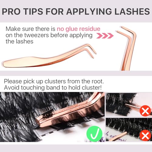 Fluffy Lash Extension Kit 182Pcs Thick Eyelash Extension Kit 10-18mm Volume Cluster Lashes Set with Bond and Seal Tweezers Cluster Remover (150D&200D Kit)