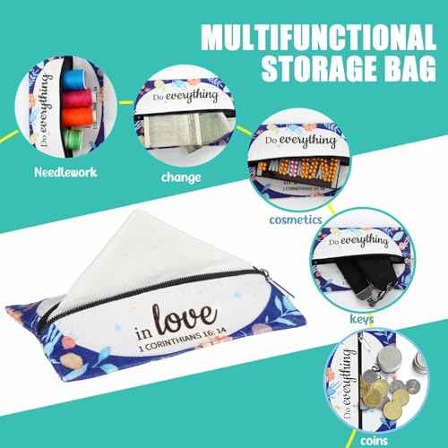 Zhanmai 20 Pcs Pocket Tissue Holder Bible Travel Purse Tissue Holder with Christian Inspirational Verse Floral Travel Pouch Reusable for Women Men Employee Appreciation Church Gifts Bulk 5 x 3 Inch