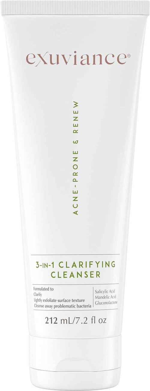 EXUVIANCE 3-in-1 Clarifying Anti-Aging Cleanser for Acne-Prone Skin with Salicylic Acid, Soap-Free Makeup Remover and Oil Control Face Wash, Exfoliates, Soothes & Improves Skin Texture, 7.2 fl. oz