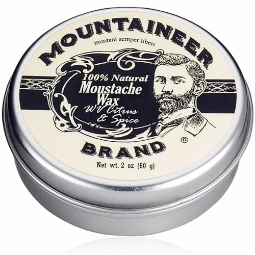 Mountaineer Brand Mustache Wax | Strong Hold | All Natural Ingredients with Beeswax | Grooming Beard Moustache Wax For Men | Made in USA | Citrus & Spice Scent 2oz