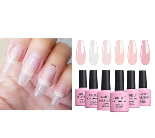 AIMEILI Builder Base Clear Sheer Color Gel, No Need Slip Solution Builder Extension