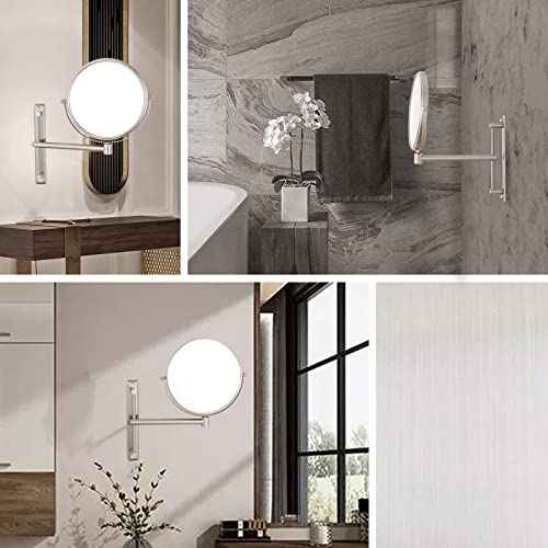Nicesail 8 Inch Double-Side Wall Mounted Mirror Magnified 10x Makeup and Shaving Mirror Regular View and 10X Magnification, High Adjustable Nickel