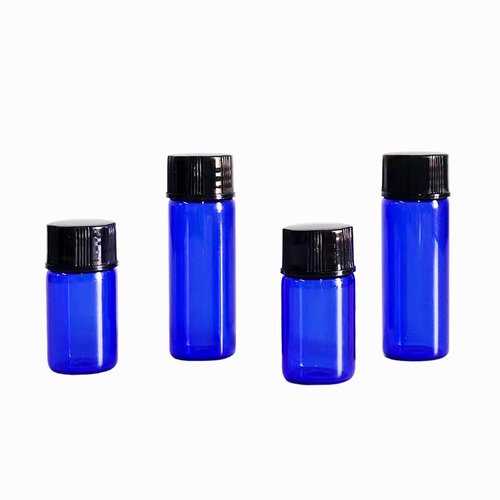PYAWI 36Pcs Cobalt Blue Glass Bottles For Essential oils 5ml, Empty Refillable Vials Sample Bottles, with Orifice Reducers and Black Caps ﻿ (5ml)