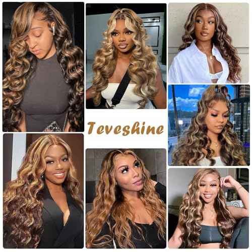 Loose Deep Wave Bundles With Closure Human Hair 16 18 20+16inch Ombr? Highlight Loose Deep Wave Bundles Human Hair with 4x4 Lace Closure Brown Highlight Colored