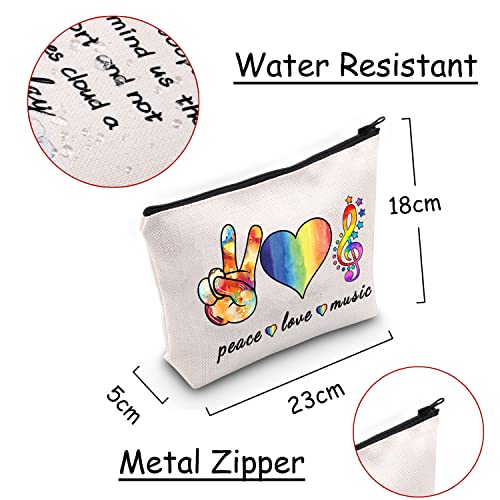 JXGZSO Music Teacher Gift Music Lover Gift Peace Love Music Zipper Makeup Bag Teacher Pouch Music Cosmetic Bag