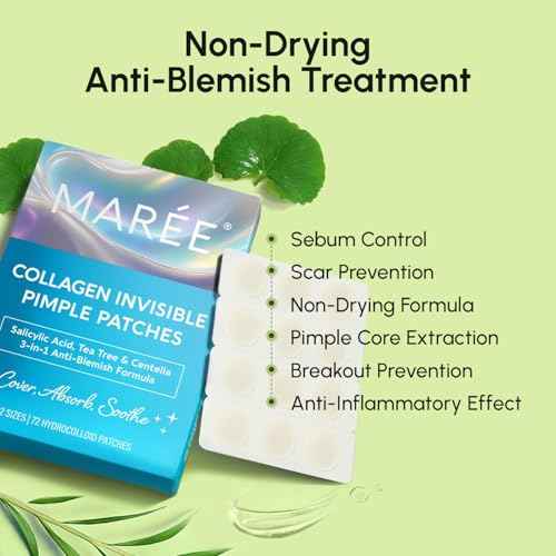 MAREE Invisible Pimple Patches 2 PACK - Clear Pimple Patches for Face - Hydrocolloid Acne Patches Anti Blemish - Zit Stickers for Face - Parches Para Acne - Pinple Zit Pimple Stickers - 144 Dots