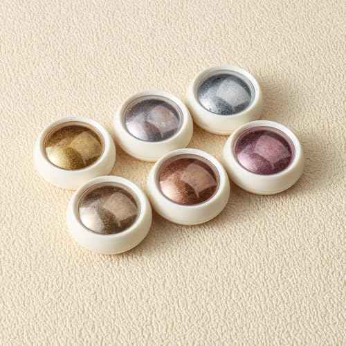 6PCS Chrome Nail Powder Metallic Mirror Pigment Glitter Effect Holographic Powder for Nails, Rose Gold Silver Champagne Rubbing DIY Dust for Nail Designs Decoration Supplies