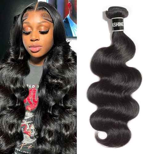 ASHINE Human Hair Bundle Body Wave Straight, Unprocessed Cambodian Raw Hair Bundles for Women Natural Black 16 Inch, Keep Soft and Silky After Multiple Washes